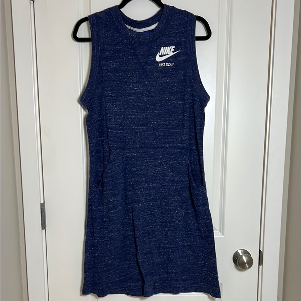 Nike Womens Blue A-Line Dress Short Sleeve Crew Neck Medium